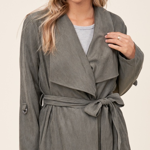 NWT Belted Wrap Coat in Olive - Picture 7 of 8